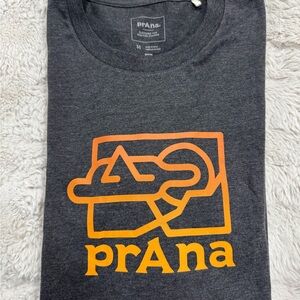 Prana Charcoal Short Sleeve T-Shirt with Orange Logo